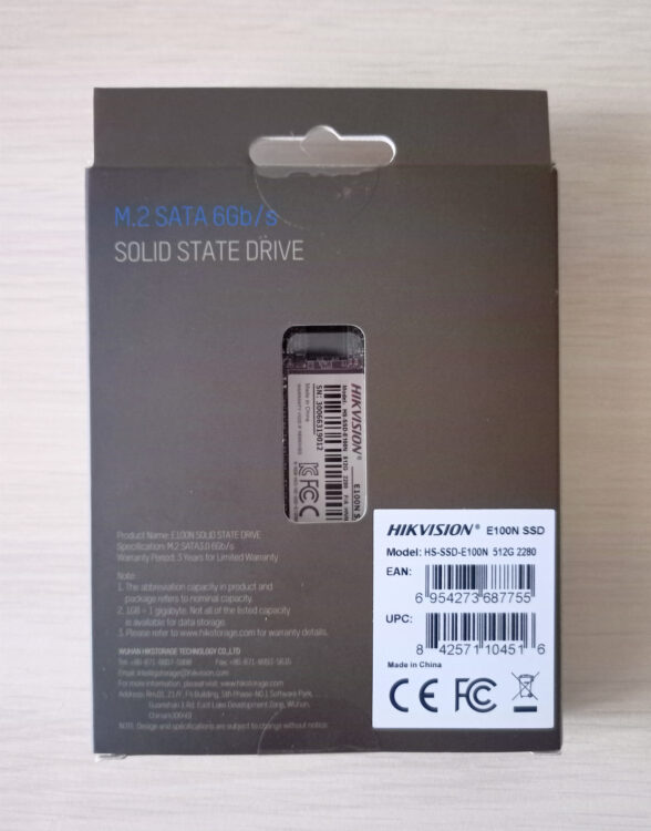 SSD Hikvision E100N M.2 2280 512GB SATAIII 3D TLC HS-SSD-E100N/512G, image 3